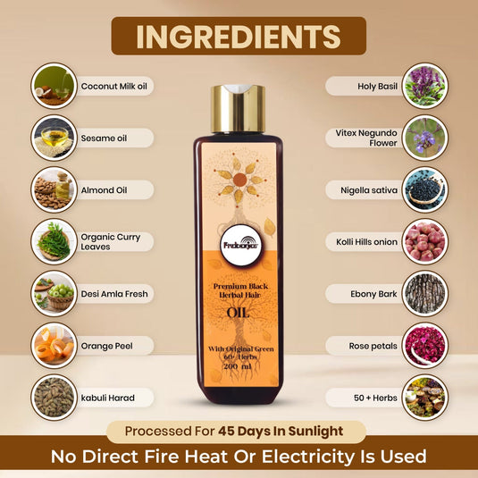 Prabanjas Premium 4 in 1  Black 60+ Herbal Hair Oil - 200 Ml